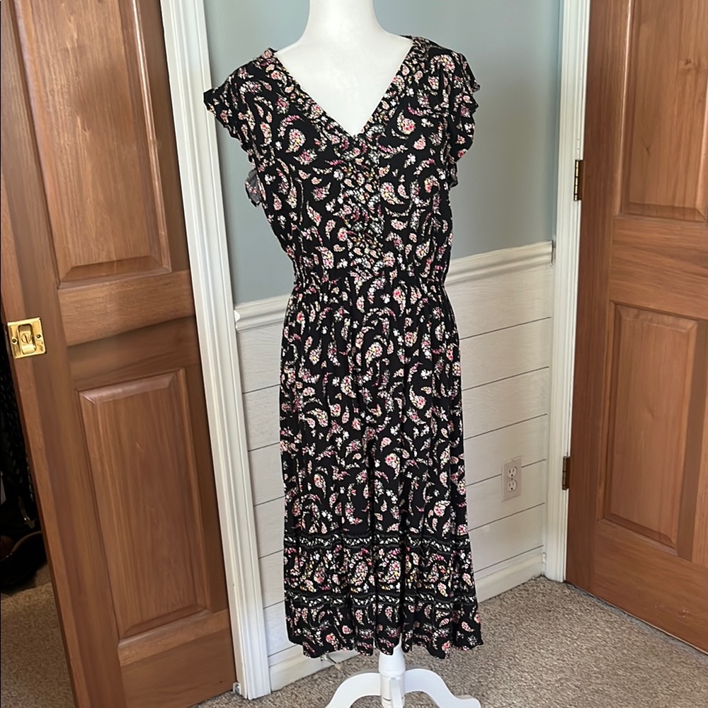 Old Navy Floral Black Dress Size L